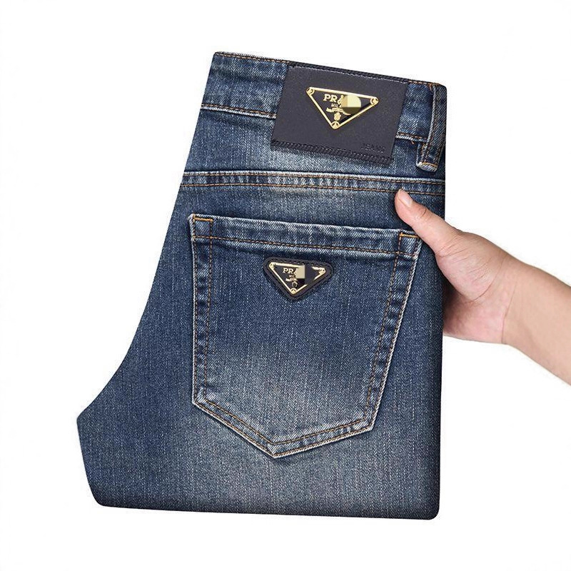 Milan Boutique European High-Quality Autumn and Winter Men's Jeans Slim Straight Leg Stretch Nostalgic Washed Men's Pants
