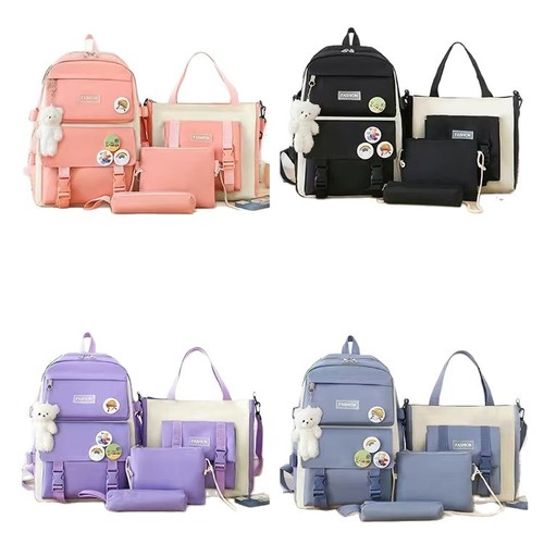Wholesale Four-Piece Set Handheld Backpack, Five-Piece Set Shoulder Bag with LOGO Print, Harajuku Style Set Student Backpack
