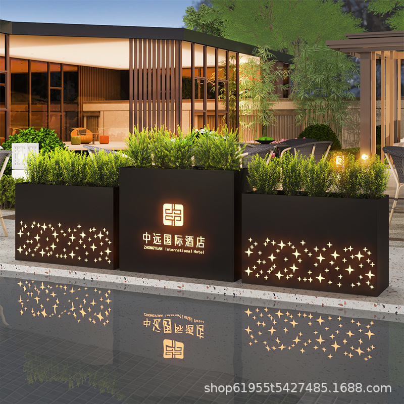 房地产售楼部铁艺花池花坛外摆花槽组合酒店餐厅户外花箱种植树箱