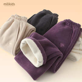 女童加绒加厚直筒阔腿裤冬装2025秋冬灯芯绒棉裤儿童冬季运动裤子