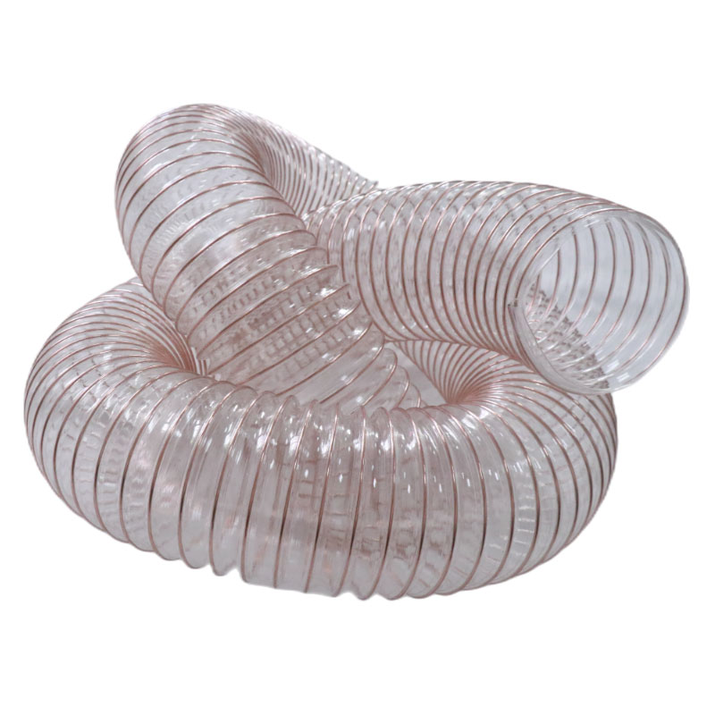 tubería de polvo industrial pu tubería de poliuretano transparente expandible corrugada resistente a alta temperatura manguera de alambre de acero chapado en cobre