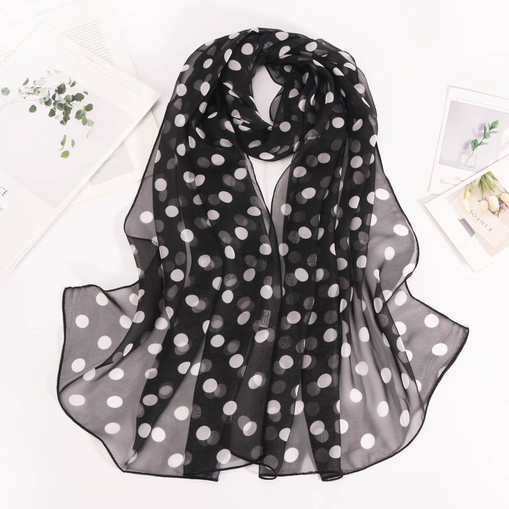 Women's Elegant Basic Simple Style Polka Dots Georgette Printing Silk Scarf display picture 2