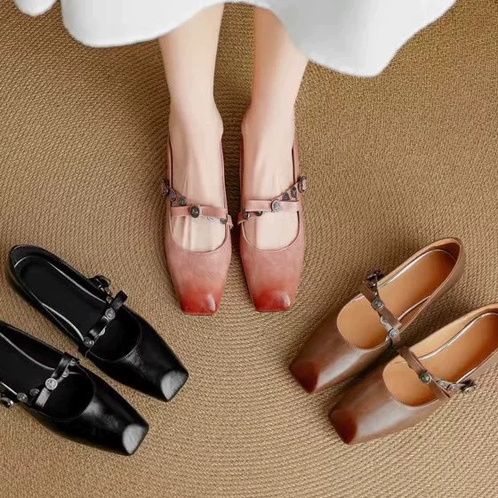 QSDD домашние маленькие ароматные туфли на плоской подошве во французском стиле для женщин, весна 2025, новые туфли Мэри Джейн с юбкой, ретро туфли на плоской подошве