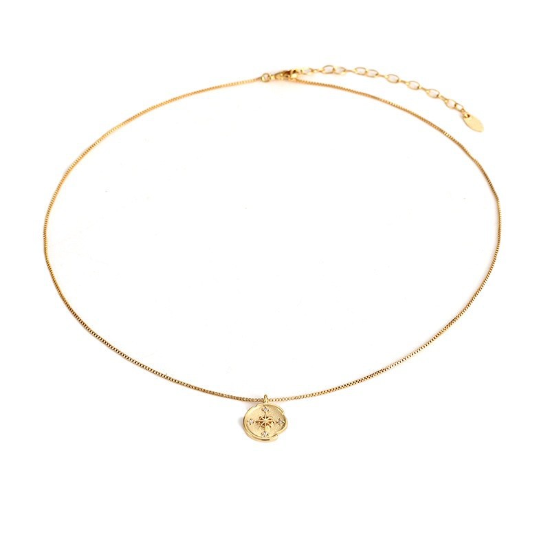 MAI NA BRASS 도금 18K TRUE GOLD 유럽 및 미국 미니멀리스트 틈새 스타일 지르콘 BAMANG STAR 라운드 브랜드 펜던트 목걸이