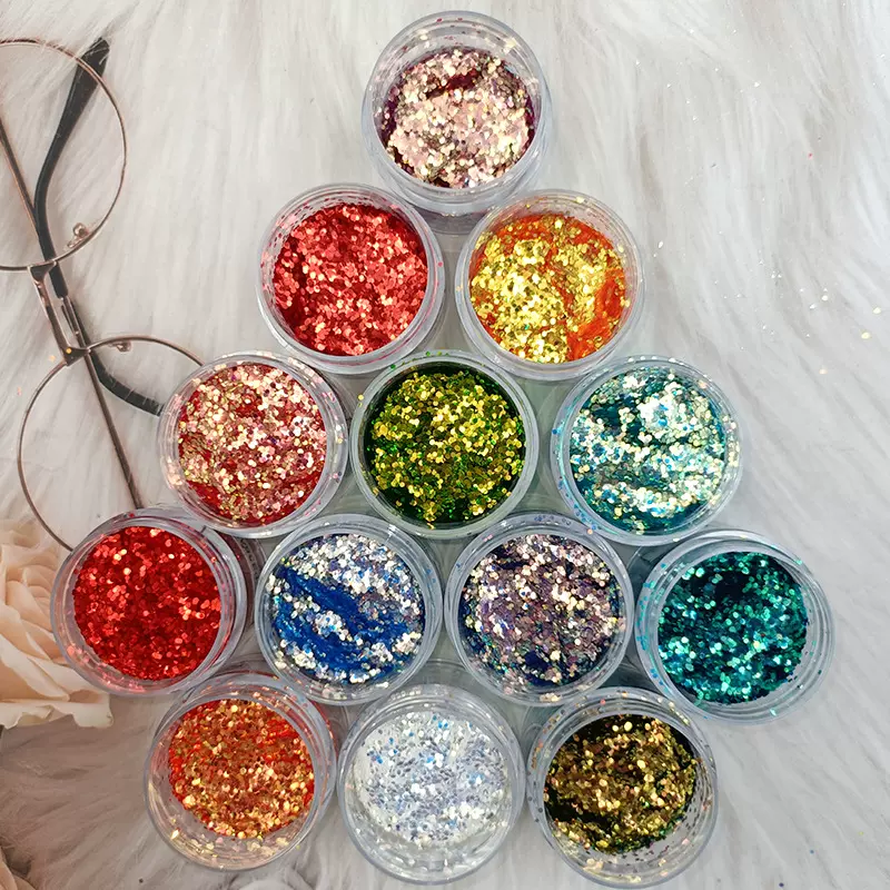 12色240g套装金葱闪光粉幻彩滴胶镭射粉PET金粉闪色亮片手工DIY用