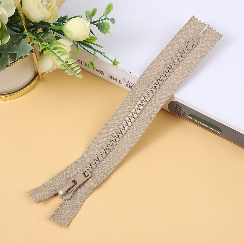 树脂拉链 5号树脂胶牙跟色下拉片开尾 风衣童装工装门襟外套拉链