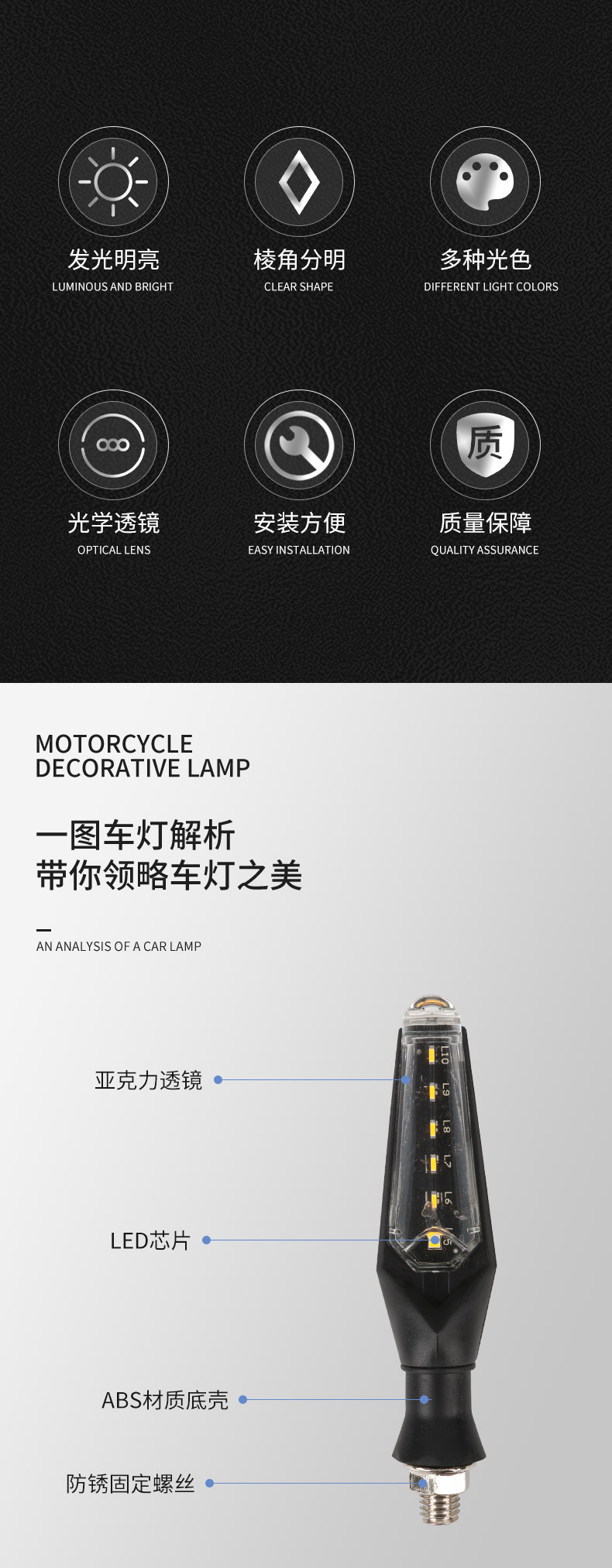 12V Double-Sided Led Turn Signal Lights Suitable for Motorcycles and Electric Motorcycles Modified Turn Signal Light Accessories