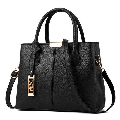 Women's Simple Shoulder Bag PU Leather Handbag Large Capacity Crossbody Bag with Iron Wire Tags