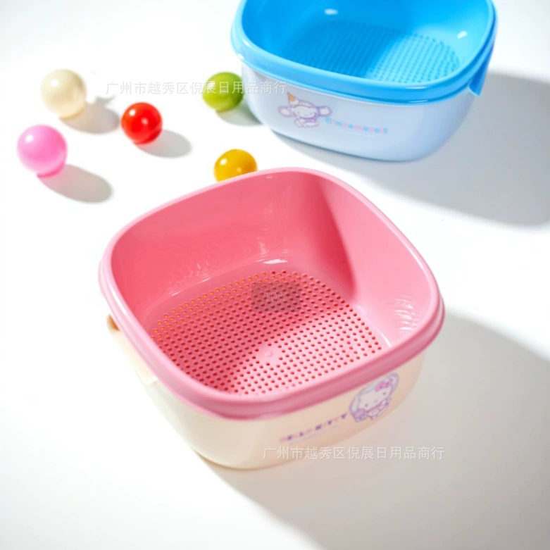 Sanrio двойная сливная корзина, бытовая кухонная корзина для хранения овощей и фруктов, мойка, пластиковая овощная корзина