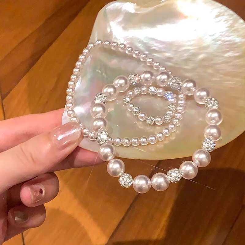 超闪绝美法式锆石珍珠手链女轻奢高级感小众叠戴配饰戒指手串手饰|undefined