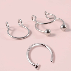 Eurasian Personality No Hole False Lip Stud Lip Retainer Lip Ring Three-Piece Set Titanium Steel Stainless Steel Accessory Nose Stud Nose Ring E8261