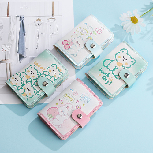 New cartoon anti-degaussing card holder for women, driver's license card holder for men, large capacity, multiple card slots, compact and personalized bank card holder