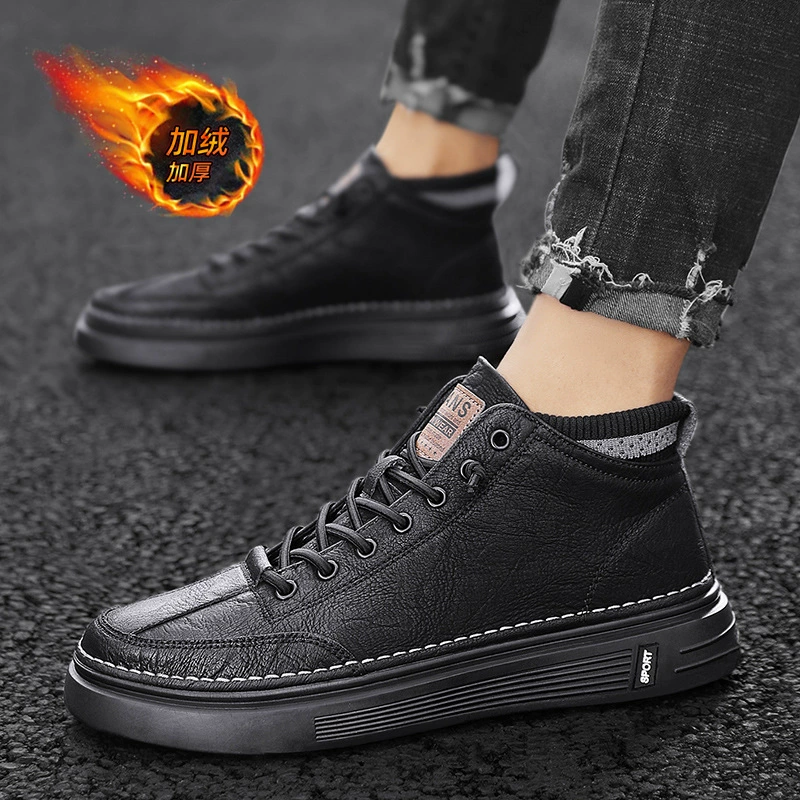 Новые плоские сапоги плюс бархатные кожаные сапоги осенью и зимой