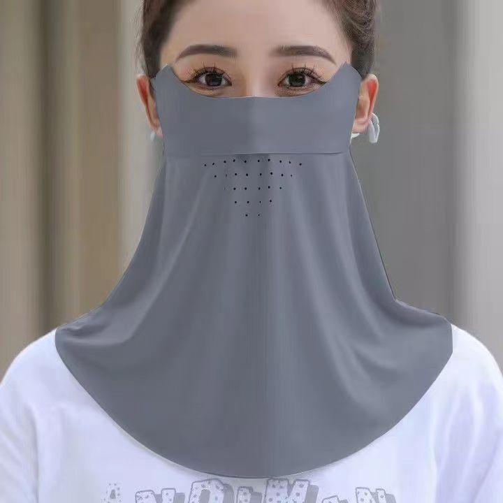 女性用夏用シームレス日焼け止めマスク、紫外線防止アイスシルク薄いベールサンシェード、目の保護マスク、首の保護オールインワン|undefined