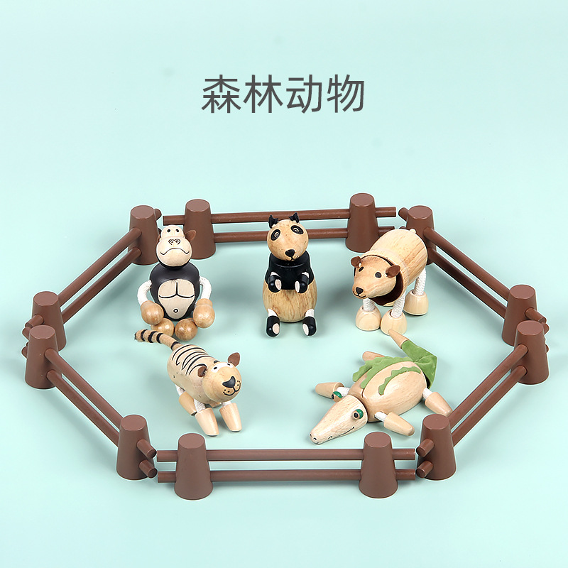 Juguetes de animales de pastizales de madera Juego de simulación para niños Muñecas de madera Granja forestal Juguetes de animales pequeños al por mayor