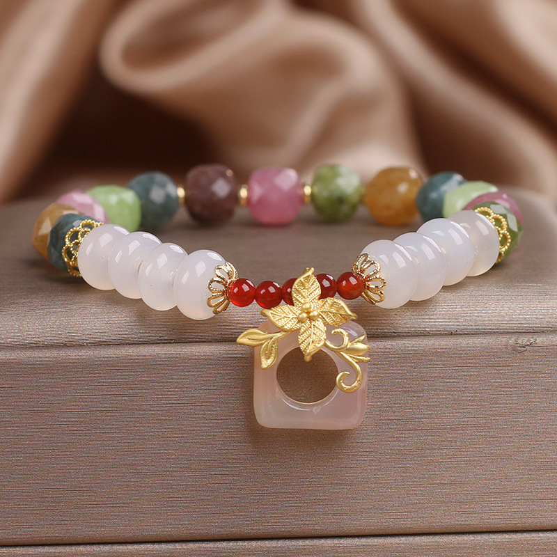 Nueva pulsera de cuentas de cristal de color chino lujoso ligero nicho delicado estilo nacional pulsera 2024 nueva explosión joyas de mano para mujeres