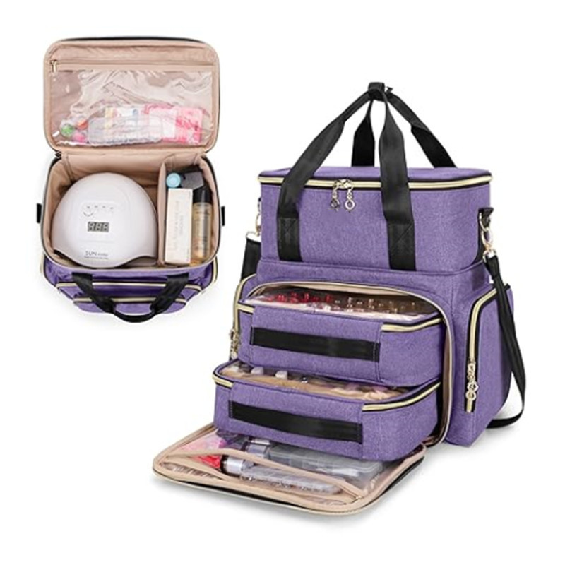 Bolsa de maquillaje negra portátil multifuncional herramienta de maquillaje bolsa de maquillaje portátil de gran capacidad bolsa de almacenamiento de cosméticos