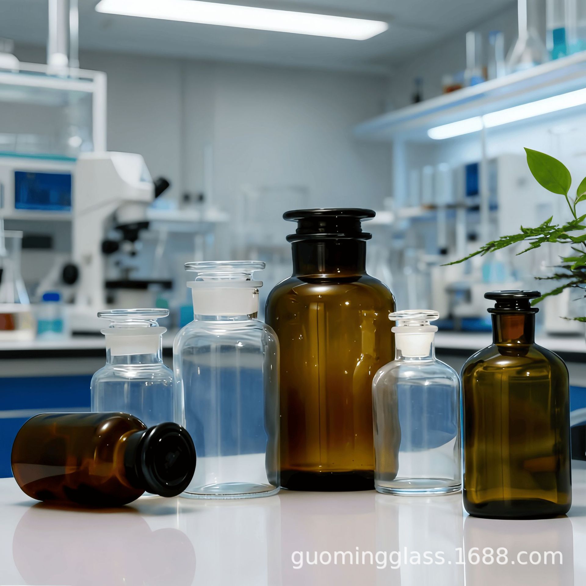 Botella de laboratorio químico de boca ancha botella de boca fina frita