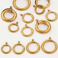 316Lステンレス円形スプリングバックルネックレスチェーンバックルリング活口チタン鋼DIY弾弓バックルアクセサリー部品製作
