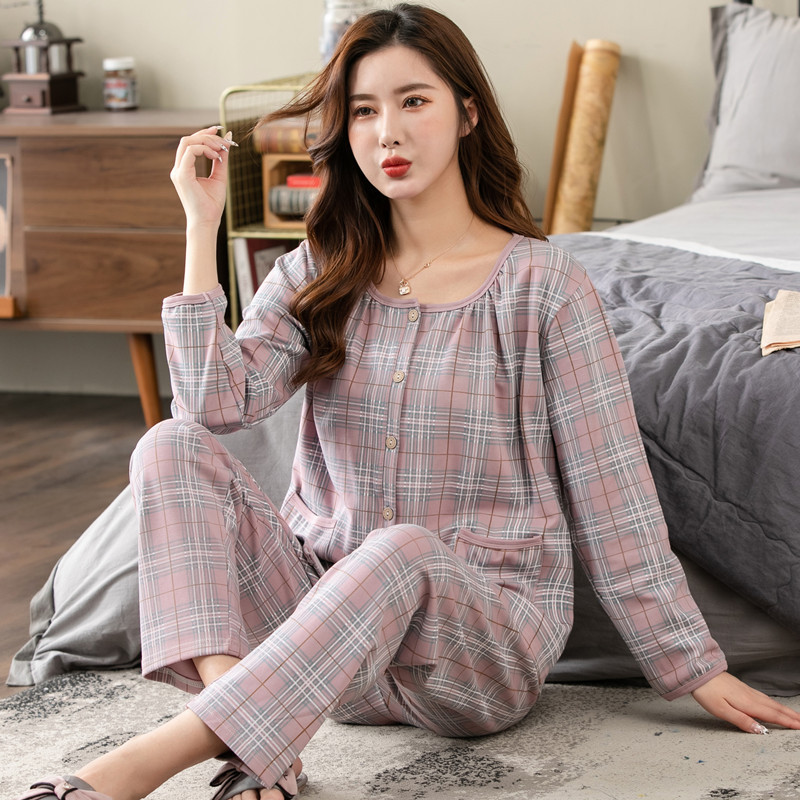 Pajamas Women's Spring and Autumn Long-sleeved Pants plus size Cotton Autumn suit Dormitory Outwear Women's High-end Home Clothes Pajamas Women's Spring and Autumn Long-sleeved Pants plus size Cotton Autumn suit Dormitory Outwear Women's High-end Home Clothes