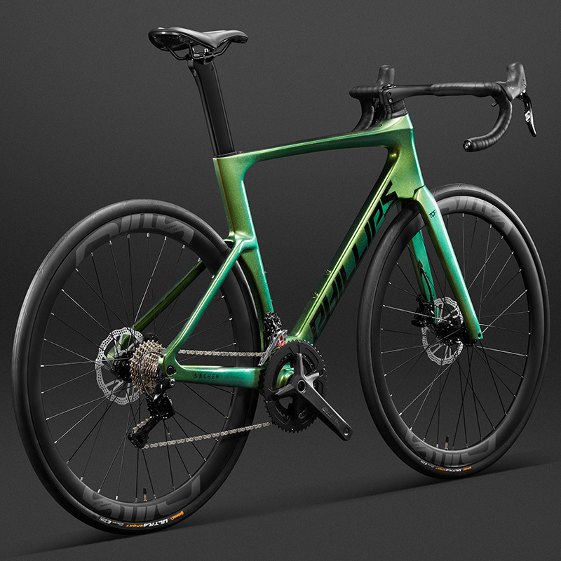 Philip Carbon Fiber Road Bike Adult Men's Style Ultra-Light Fast Variable Speed Curved Handlebar Bicycle Student Racing