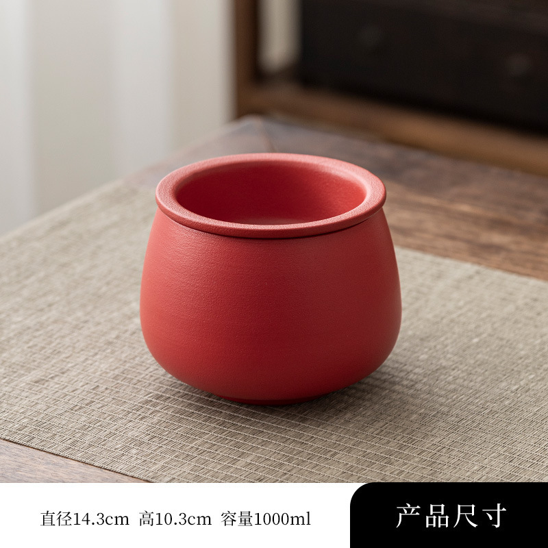 粗陶茶かすかめ茶洗建水中国式レトロ純色茶器部品水孟茶かすかめは濾過器を持っています。|undefined