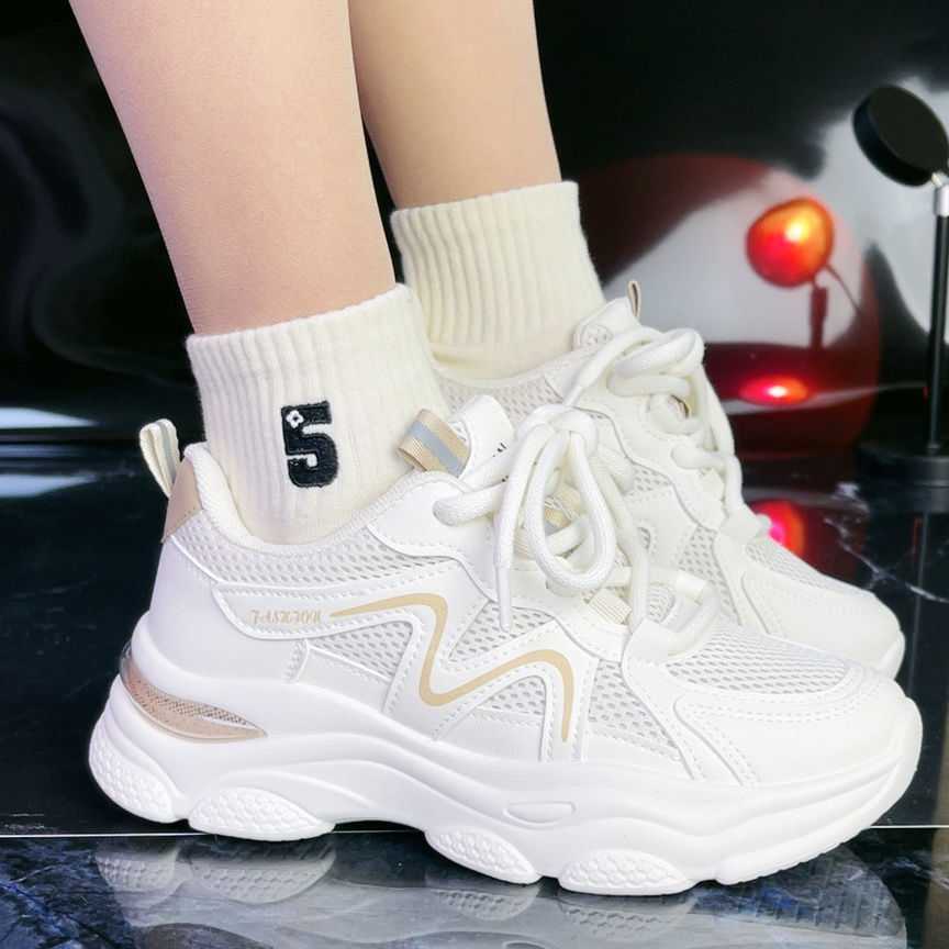 Zapatos de papá de malla para mujer 2025 nuevos zapatos de mujer de suela gruesa de primavera y verano para mujer zapatos deportivos casuales de suela suave antideslizante para mujer