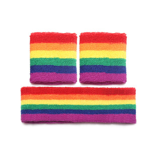 Rainbow color wristband color sweat-absorbent sports six-color towel wristband basketball badminton tennis wrist protection wholesale