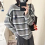 加厚长袖秋冬条纹卫衣