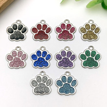 DIY饰品配件17x16MM彩色亮粉滴油狗脚印宠物狗钥匙扣耳环吊坠挂件