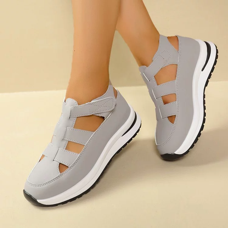 Женские туфли больших размеров 43, дышащие, с вырезами, повседневные, для внешней торговли, весна 2025, новые, удобные, на мягкой подошве, на танкетке.