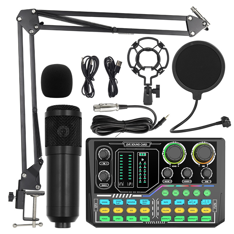 Micrófono BM800 con tarjeta de sonido V8S | Set completo para grabación, streaming y podcast