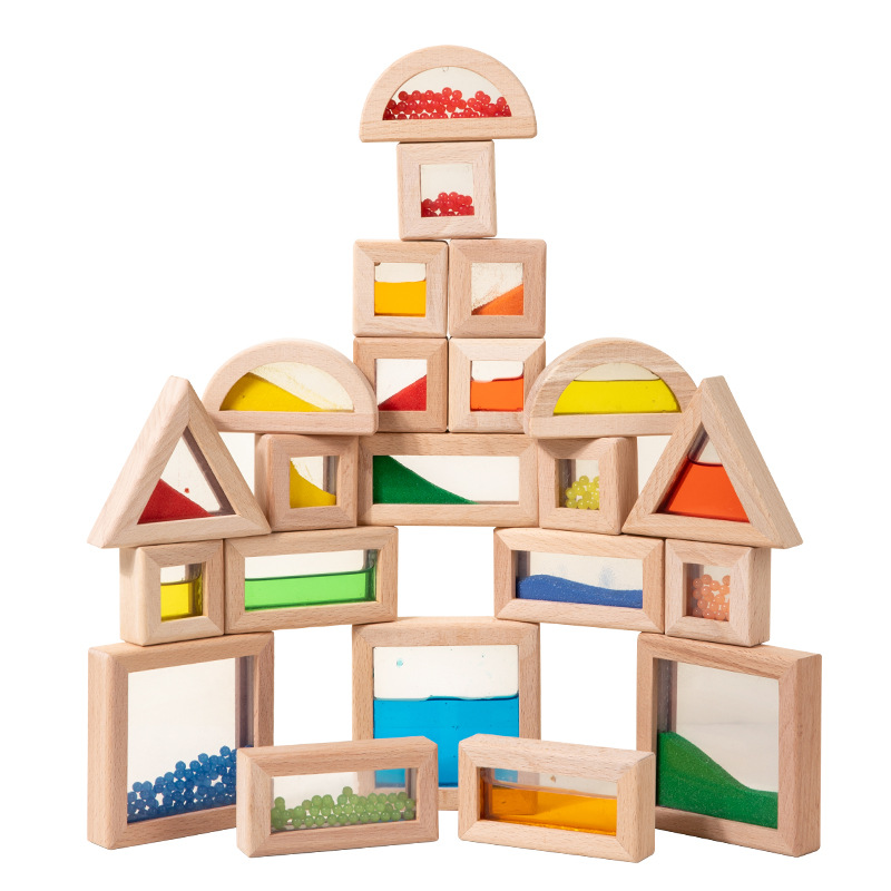 Montaña para niños pequeños color transparente forma de cognición pieza de pieza puzzle juguete puzzle perlas de arena bloques de construcción sensorial