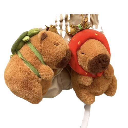 Capibala pendant capybara keychain cute turtle backpack bag pendant strawberry hat student gift ins