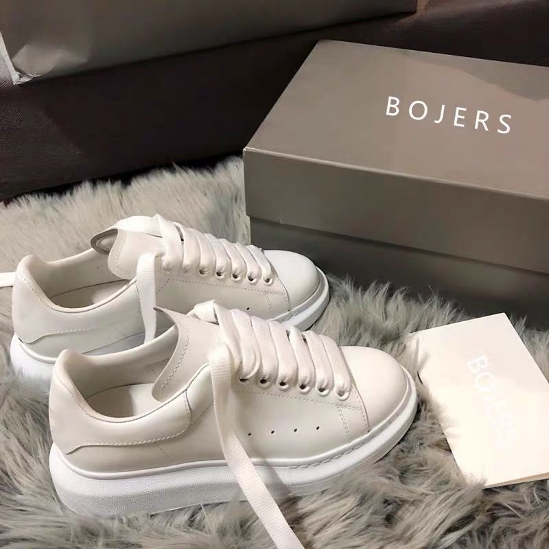 Baskets plateforme blanches femme en cuir véritable casual_voghion.com