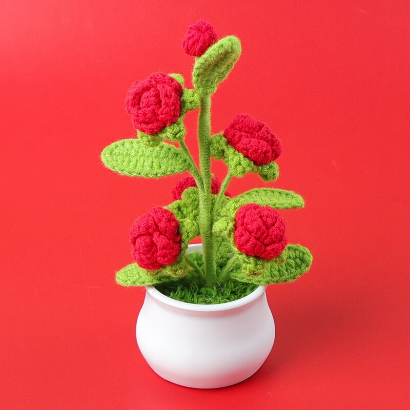 完成したウールひまわり鉢植えスズラン造花チューリップデスクトップ装飾品バレンタインデー教師クラスメートギフト|undefined