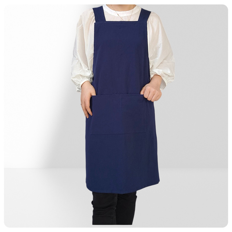 Korean Restaurant Literary Manicure Multi-Color Cotton and Linen Apron Waiter Anti-Fouling Coveralls Work Clothes Bib