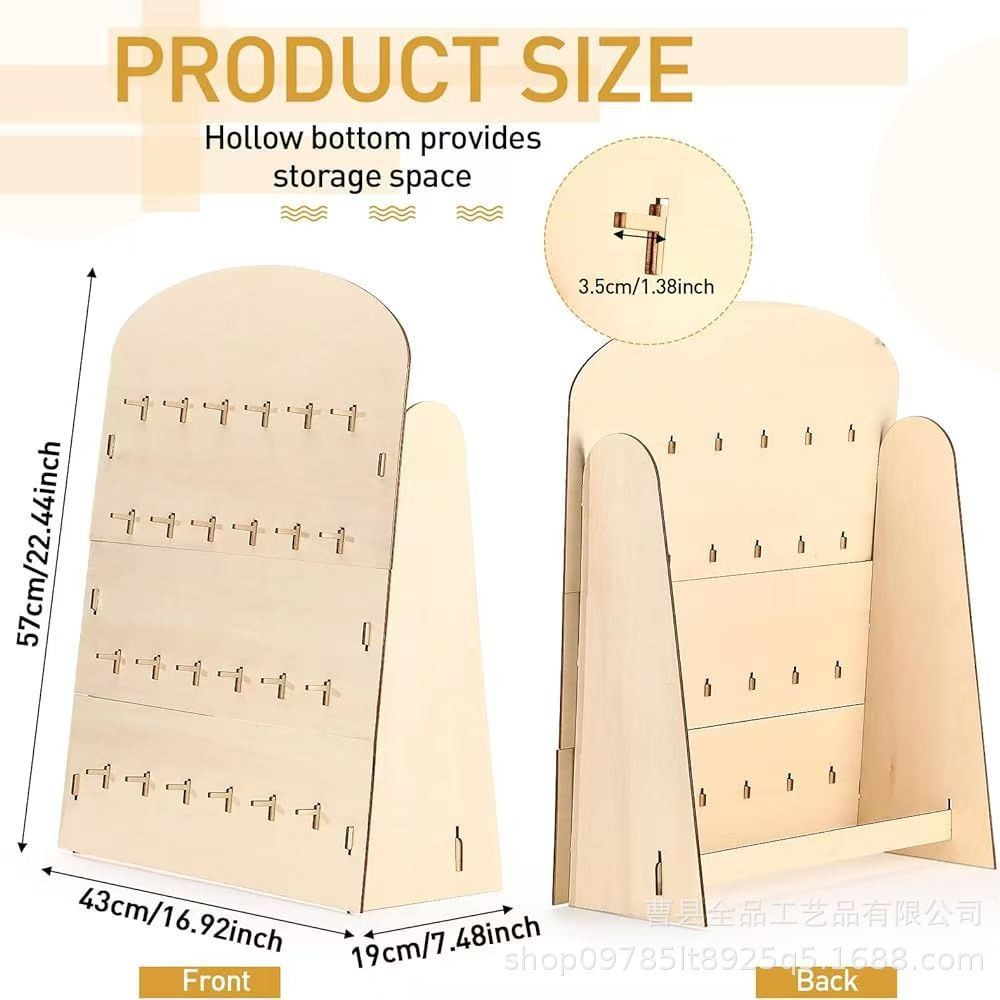 Pendientes de madera maciza Soporte de exhibición de pendientes de joyería tridimensional Soporte de almacenamiento de pendientes de cuatro capas de color de madera