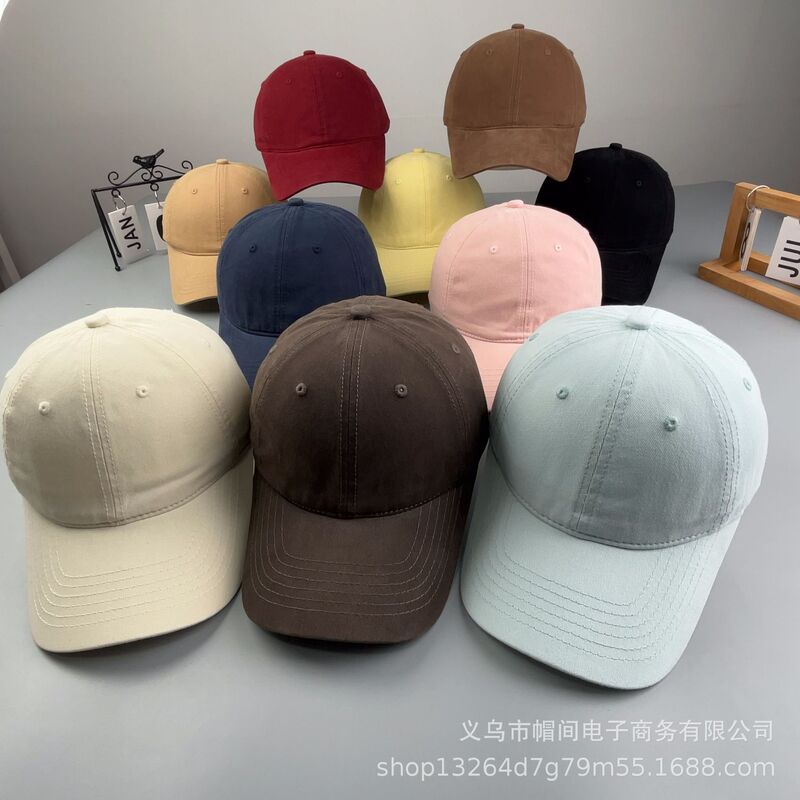 批发韩国新款纯色软顶纯棉棒球帽女四季光板遮阳防晒鸭舌帽可加工|undefined