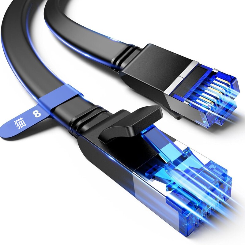 Cross-Border Cat8 Ethernet Cable Outdoor Router Shielded 40g Flat Cable High-Speed Gigabit Cat8 Finished Network Cable