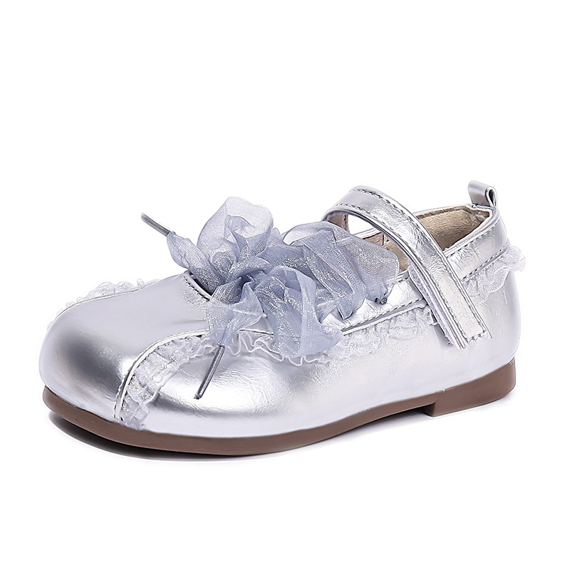 Zapatos de cuero coreanos de encaje para niñas 2026 primavera y otoño zapatos de princesa para niños zapatos de suela suave para bebés