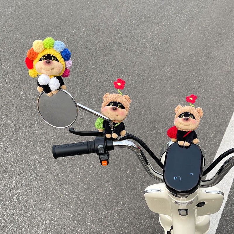 Cute Bee Dog Electric Car Decorative Accessories Motorcycle Battery Car Rearview Mirror Pendant Doll Doll Pendant