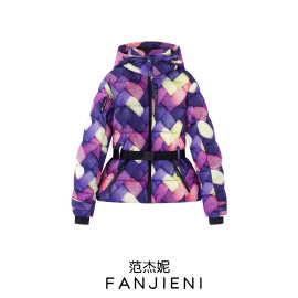 ZR外贸批发 欧美风女装 时尚气质收腰显瘦配腰带滑雪棉服羽绒服