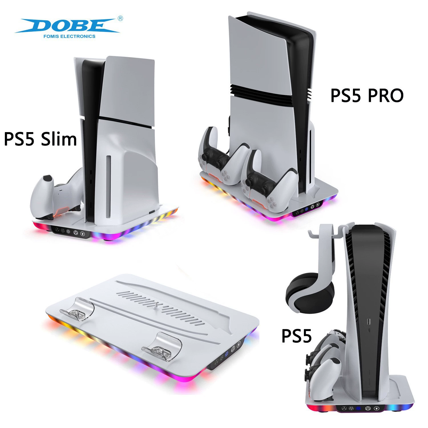 PS5PRO/PS5SLIM/PS5 корпус система охлаждения база с цветной атмосферной подсветкой P5 рукоятка сиденье полный наушники