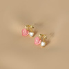 Universal earrings, fashionable silver needle from pearl, flowered, silver 925 sample