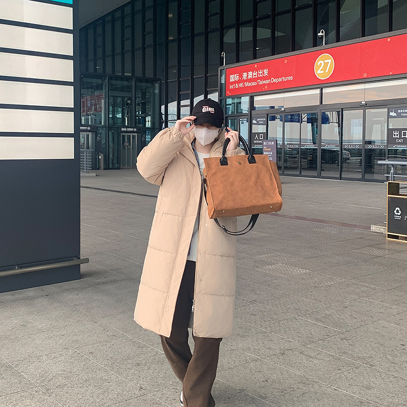 2024 hombres y mujeres chaqueta de algodón de pluma mujer larga encapuchada chaqueta de algodón coreana chaqueta de algodón suelta chaqueta de pan chaqueta de estudiantes moda image 5