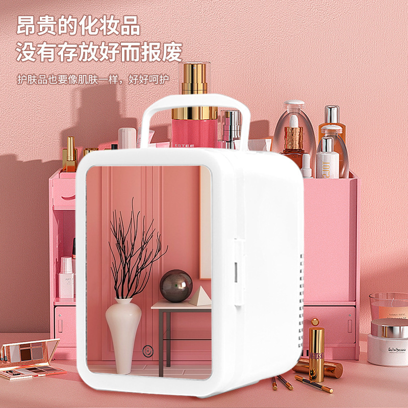 Car Led Mirror Beauty Refrigerator Portable 4L Car Refrigerator Refrigerated Car Heating and Cooling Box for Home and Car Use
