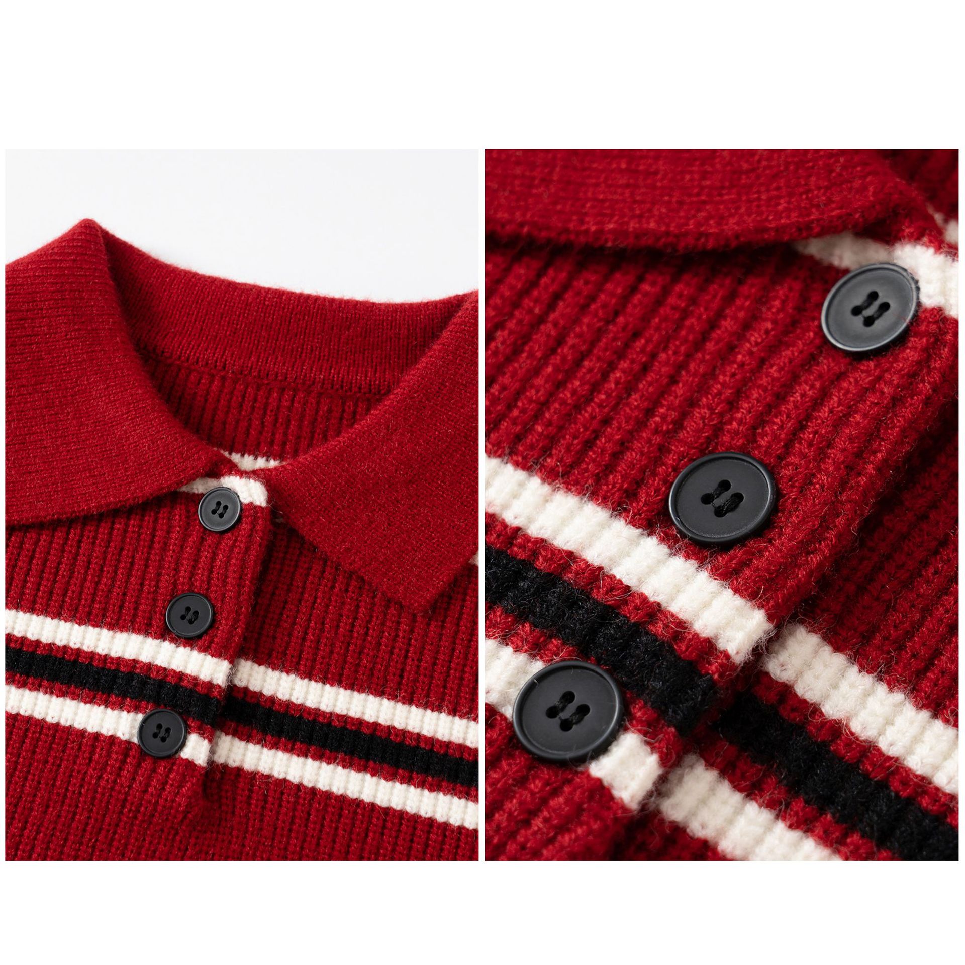 POLO camisa de punto a rayas suéter hombre perecido viejo estilo alto invierno / otoño suéter comercio exterior al por mayor transfronterizo image 4