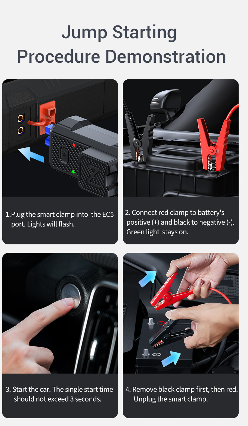 12V Car Emergency Starting Power Supply 1000A Large Capacity Jump Starter with Lighting Function Car Battery Emergency Power Supply
