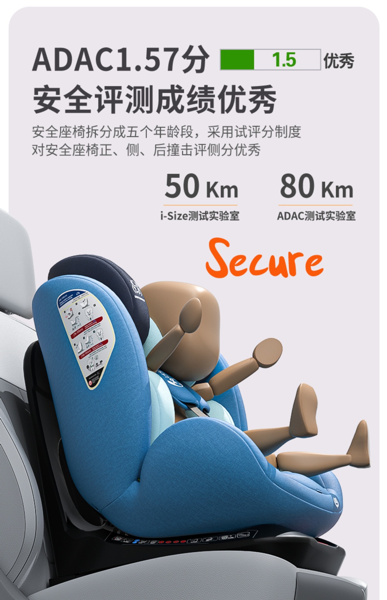 Child Safety Seat, Infant Car Seat, 0-12 Years Old, Rotatable Isize Model